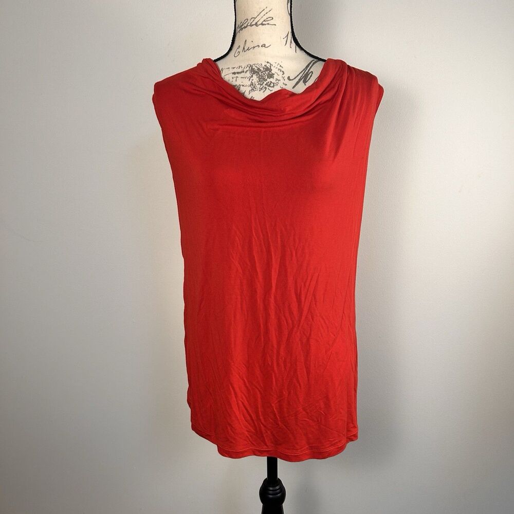 Cabi Sleeveless Top Womens M Red Draped Cowl Neck Blouse